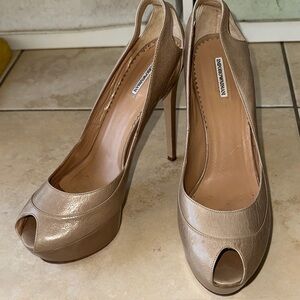 Emporio Armani Women's Beige Peep Toe Heels